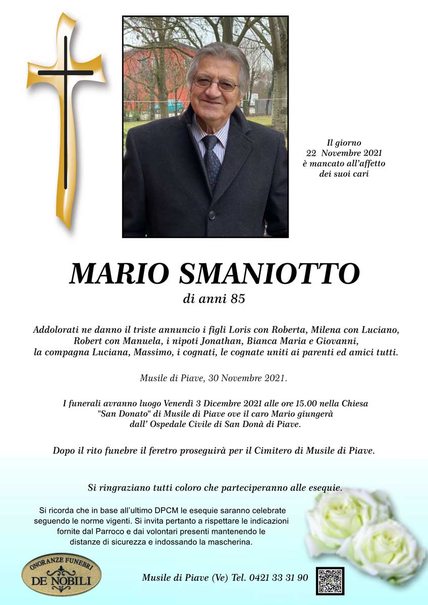 mario smaniotto condoglianze