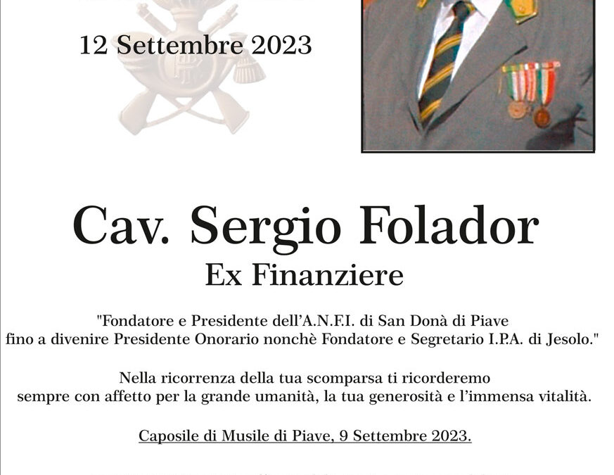 Cav. Sergio Folador – Anniversario